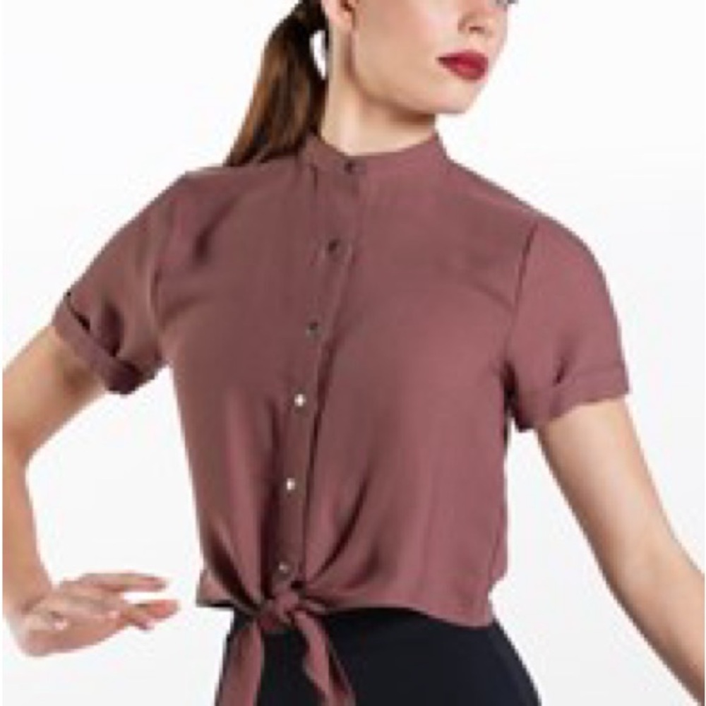 Weisman Dark Purple Button Down With Tie in front